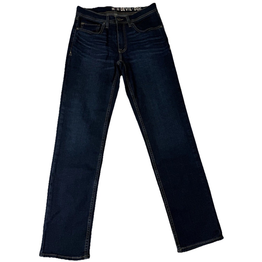 Devil-Dog Jeans Mens 30x32 Slim Straight Stretch Classic Fit Jeans Dark Wash